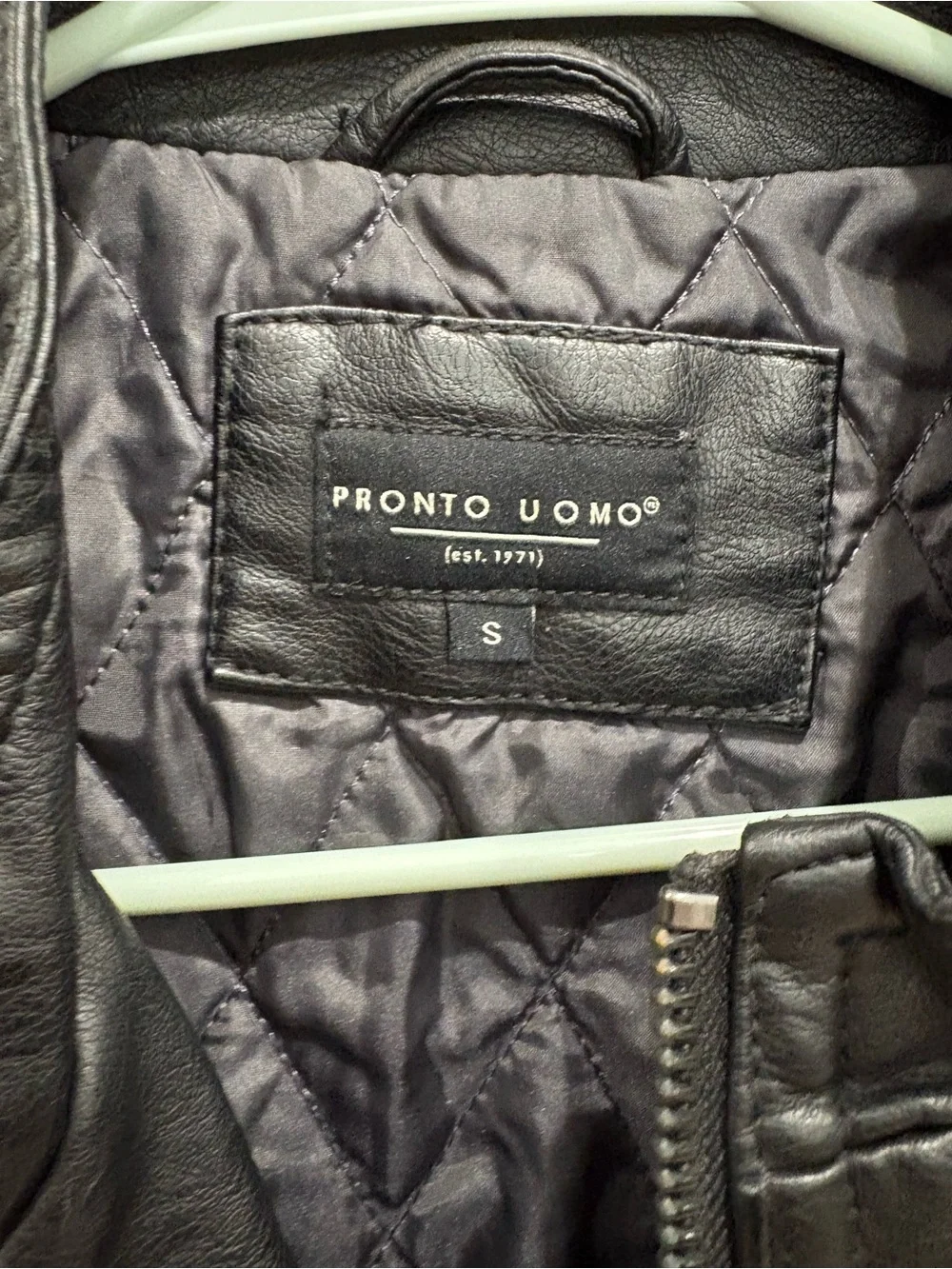 Pronto Uomo Black Faux Leather Zip-Up Moto Jacket